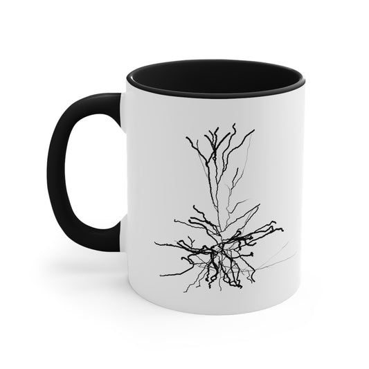 Accent Coffee Mug, 11oz, Black Neuron on White Background
