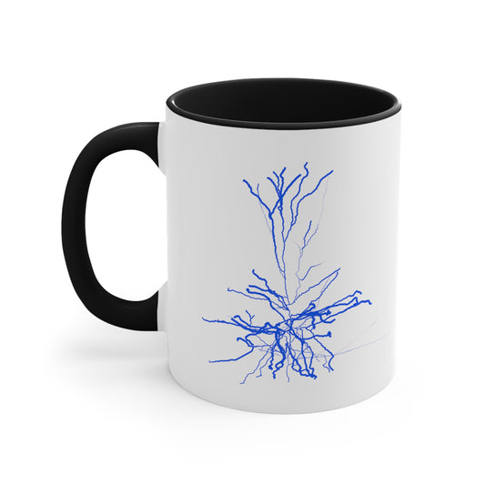 Accent Coffee Mug, 11oz, Blue Neuron on White Background